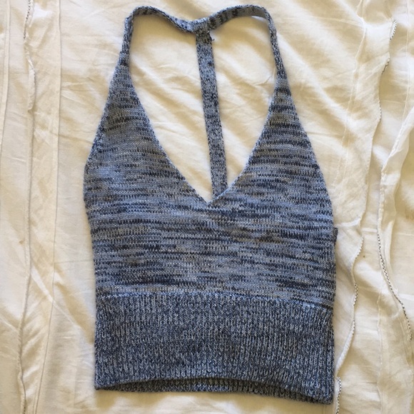 Blue Knitted Crop top. - Picture 1 of 3